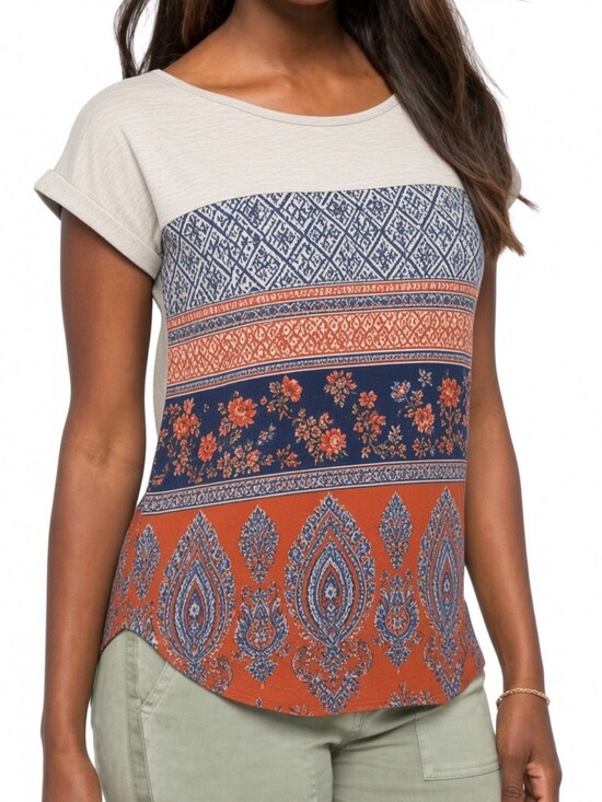 mason & belle Tops - Mason & Belle Mixed Fabric Top Small